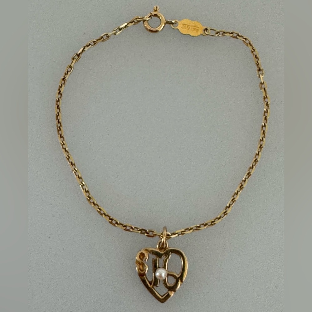 14k real solid gold sweet sixteen Real pearl bracelet